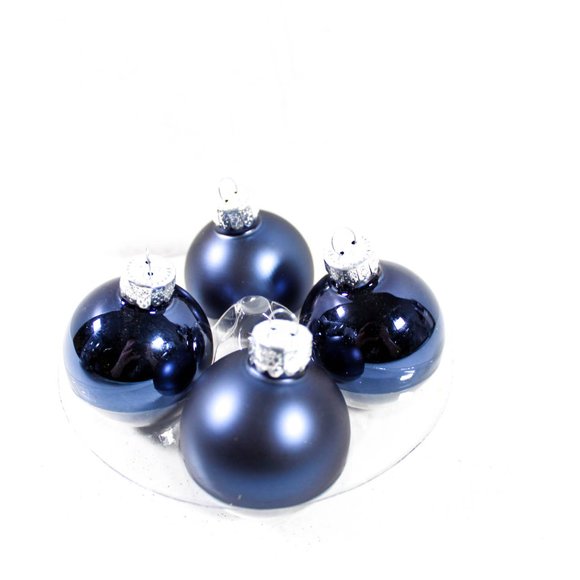 🎄Box of Blue Christmas Tree Ornament Glass Balls Matte and Gloss Style - Picture 1 of 6